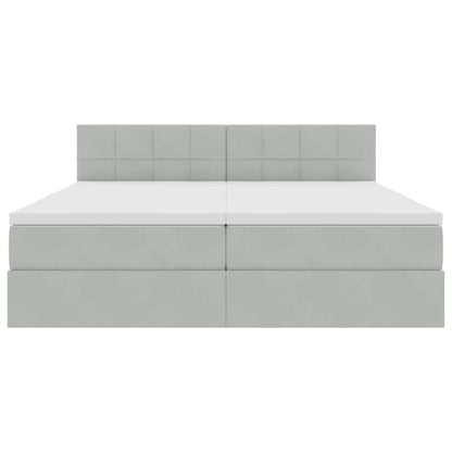 Bed met LED-stripverlichting Lichtgrijs 200 x 200 cm Fluweel