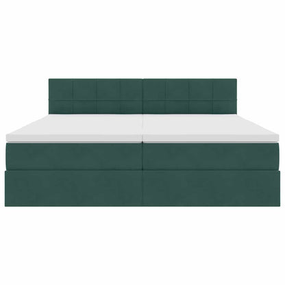 Bed met LED-stripverlichting Donkergroen 200 x 200 cm Fluweel