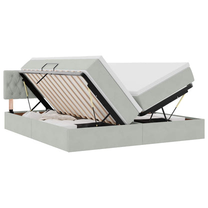 Bed met LED-stripverlichting Lichtgrijs 180 x 200 cm Fluweel