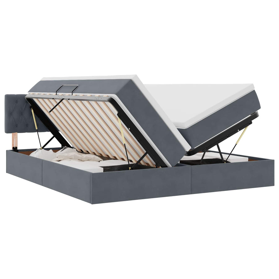 Bed met LED-stripverlichting Donkergrijs 180 x 200 cm Fluweel