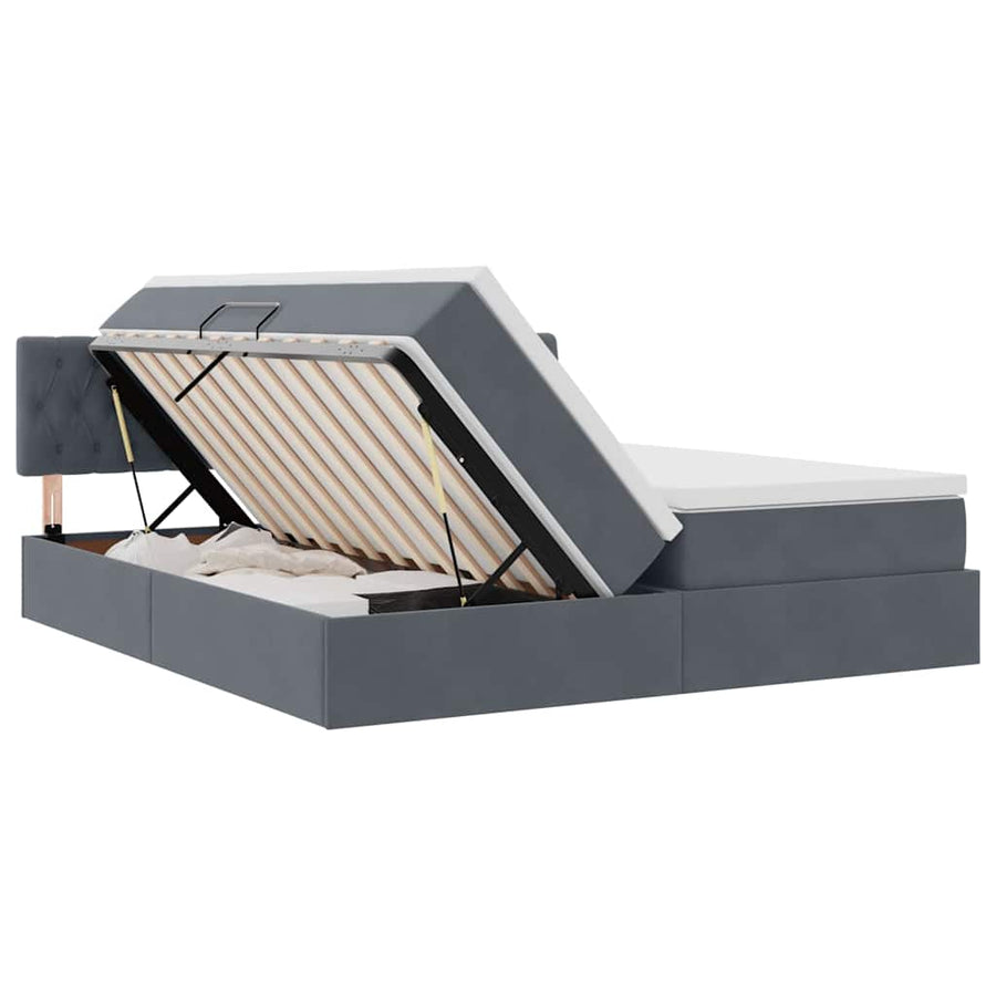 Bed met LED-stripverlichting Donkergrijs 180 x 200 cm Fluweel