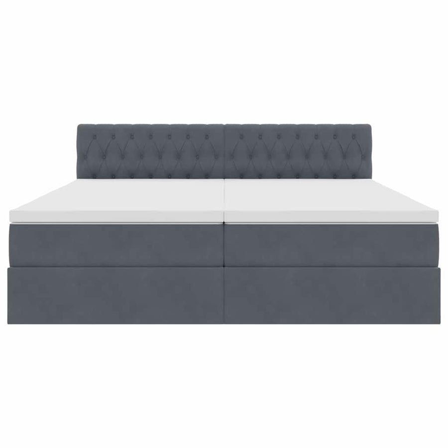 Bed met LED-stripverlichting Donkergrijs 180 x 200 cm Fluweel