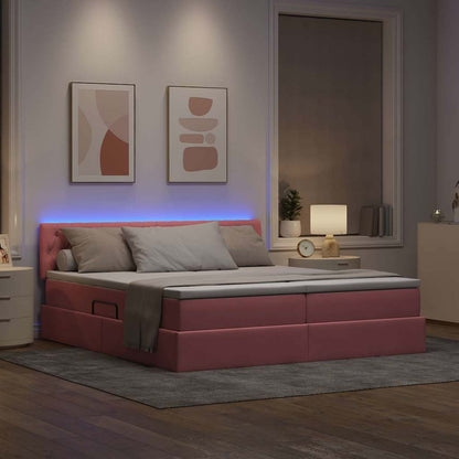 Bed met LED-stripverlichting Roze 180 x 200 cm Fluweel
