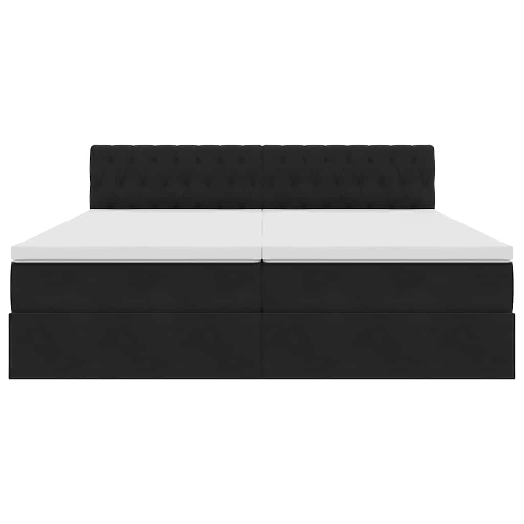 Bed met LED-stripverlichting Zwart 200 x 200 cm Fluweel