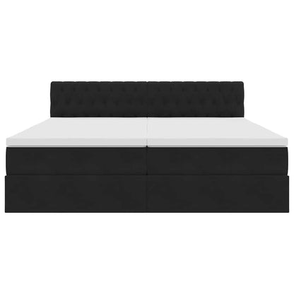 Bed met LED-stripverlichting Zwart 200 x 200 cm Fluweel
