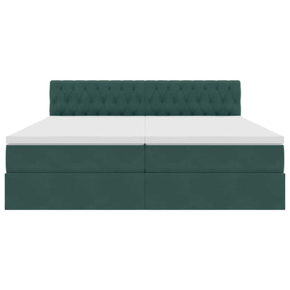 Bed met LED-stripverlichting Donkergroen 200 x 200 cm Fluweel