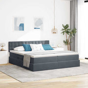 Bed 180x200 cm donkergrijs fluweel met LED