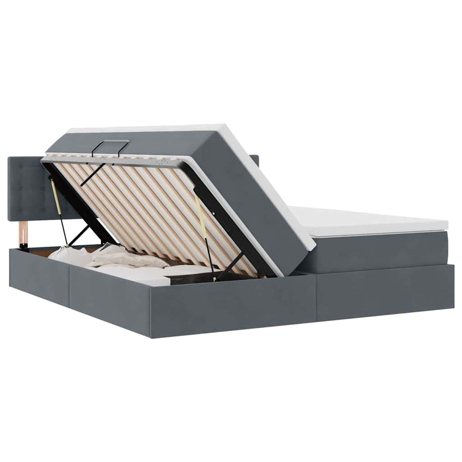 Bed met LED-stripverlichting Donkergrijs 180 x 200 cm Fluweel