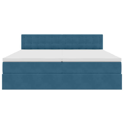 Bed met LED-stripverlichting Donkerblauw 180 x 200 cm Fluweel