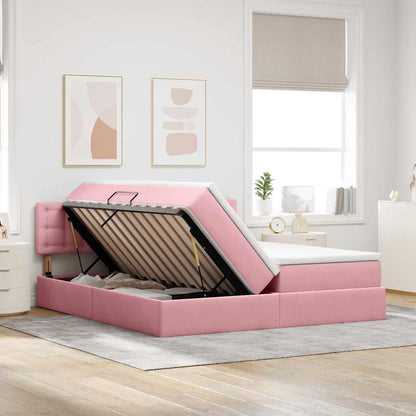 Bed met LED-stripverlichting Roze 180 x 200 cm Fluweel