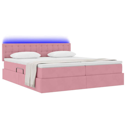 Bed met LED-stripverlichting Roze 180 x 200 cm Fluweel