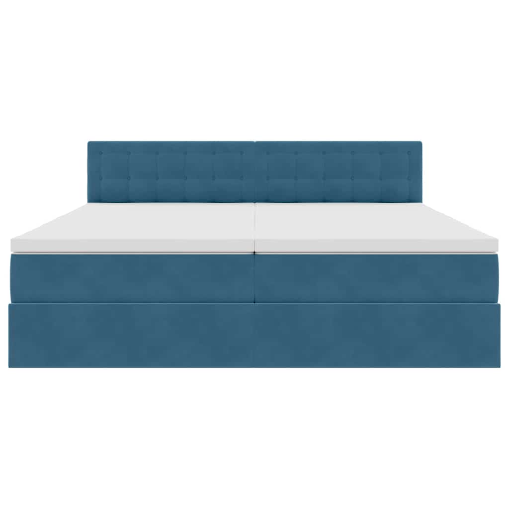 Bed met LED-stripverlichting Donkerblauw 200 x 200 cm Fluweel