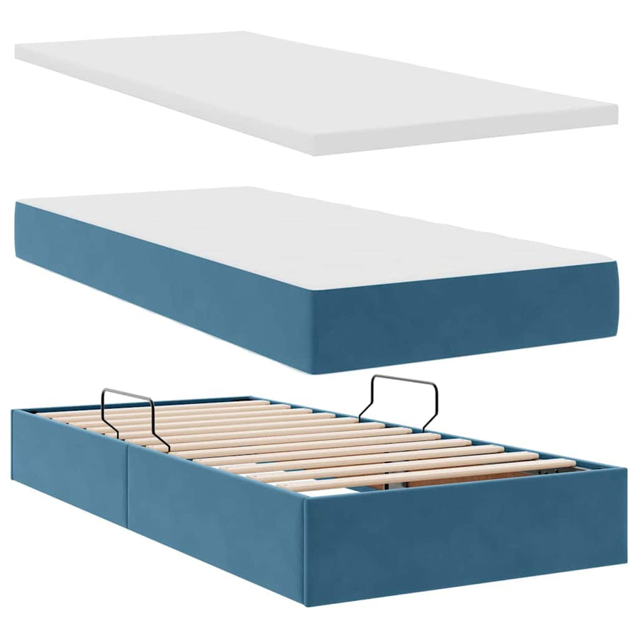 Bed met LED-stripverlichting Donkerblauw 200 x 200 cm Fluweel