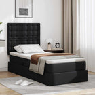 Storage Bed with Mattress with Headboard Black 90 x 190 cm Faux Leather
