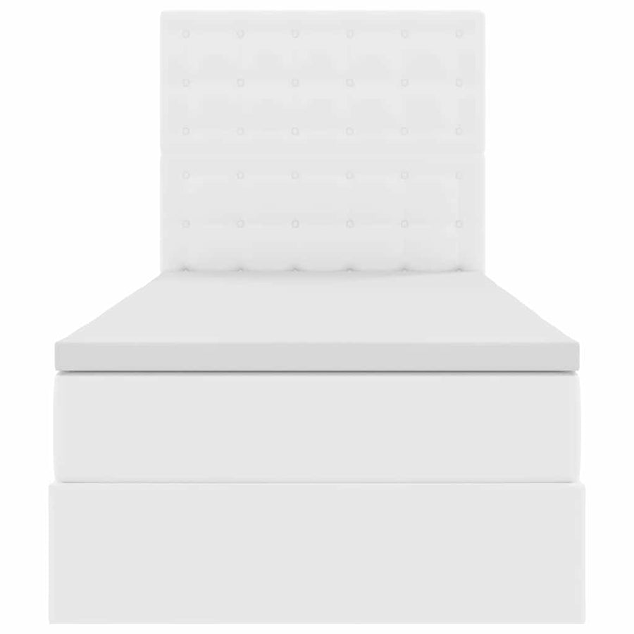 Opslag bed met matras met opslag Puur Wit 90 x 190 cm Nep Leer