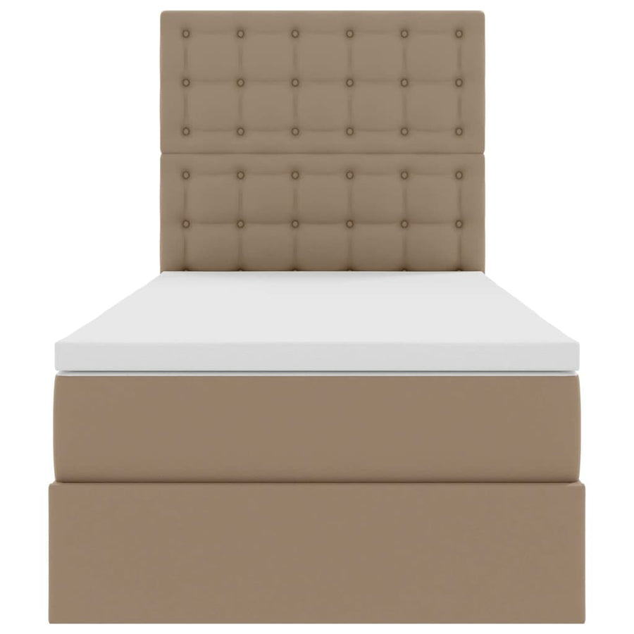 Opslag bed met matras Cappuccino 90 x 190 cm Nep Leer