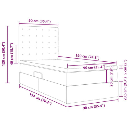 Opslag bed met matras Cappuccino 90 x 190 cm Nep Leer