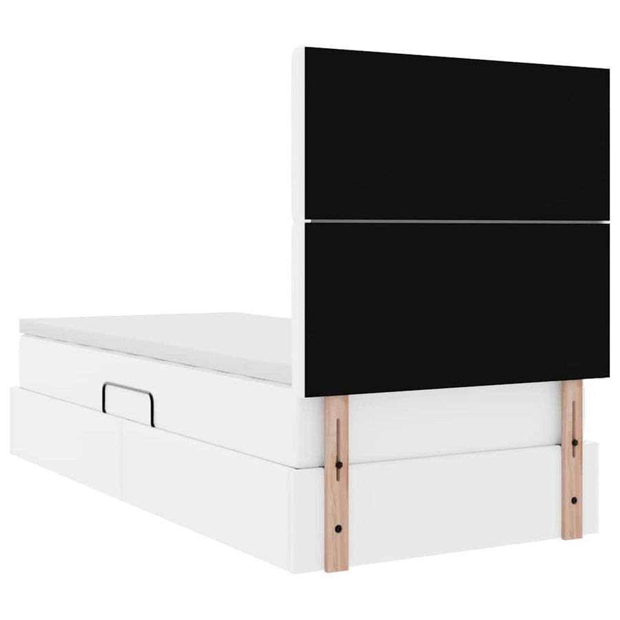 Opslag bed met matras met opslag Puur Wit 90 x 200 cm Nep Leer