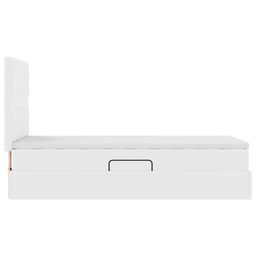 Opslag bed met matras met opslag Puur Wit 90 x 200 cm Nep Leer