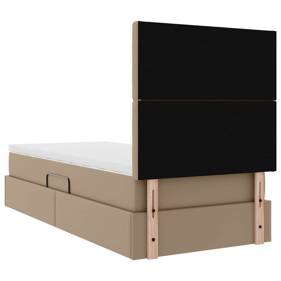 Opslag bed met matras Cappuccino 90 x 200 cm Nep Leer