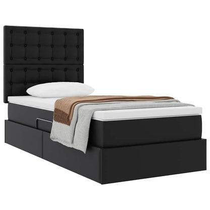 Opslag bed met matras met opslag Zwart 100 x 200 cm Nep Leer