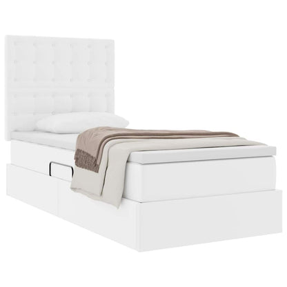 Opslag bed met matras met opslag Puur Wit 100 x 200 cm Nep Leer