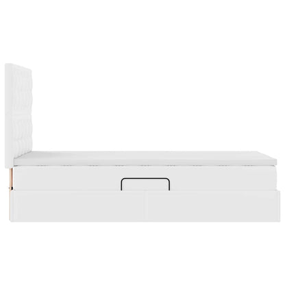 Opslag bed met matras met opslag Puur Wit 100 x 200 cm Nep Leer