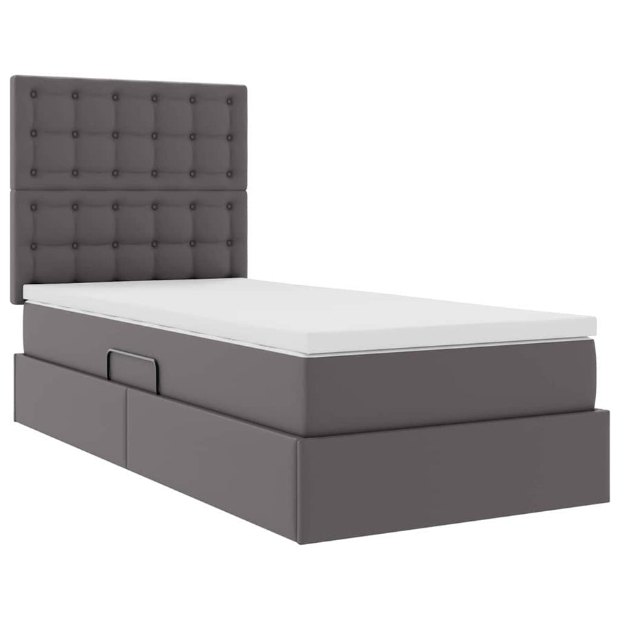 Opslag bed met matras met opslag Grijs 100 x 200 cm Nep Leer