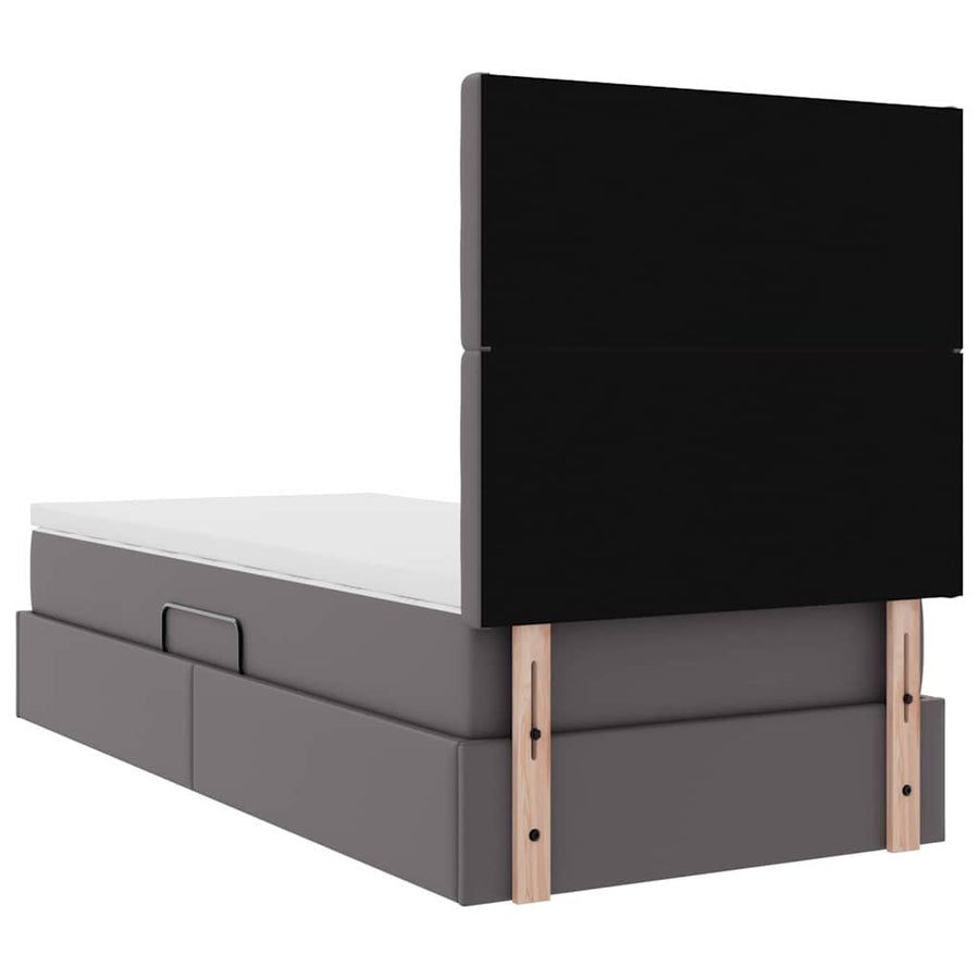 Opslag bed met matras met opslag Grijs 100 x 200 cm Nep Leer