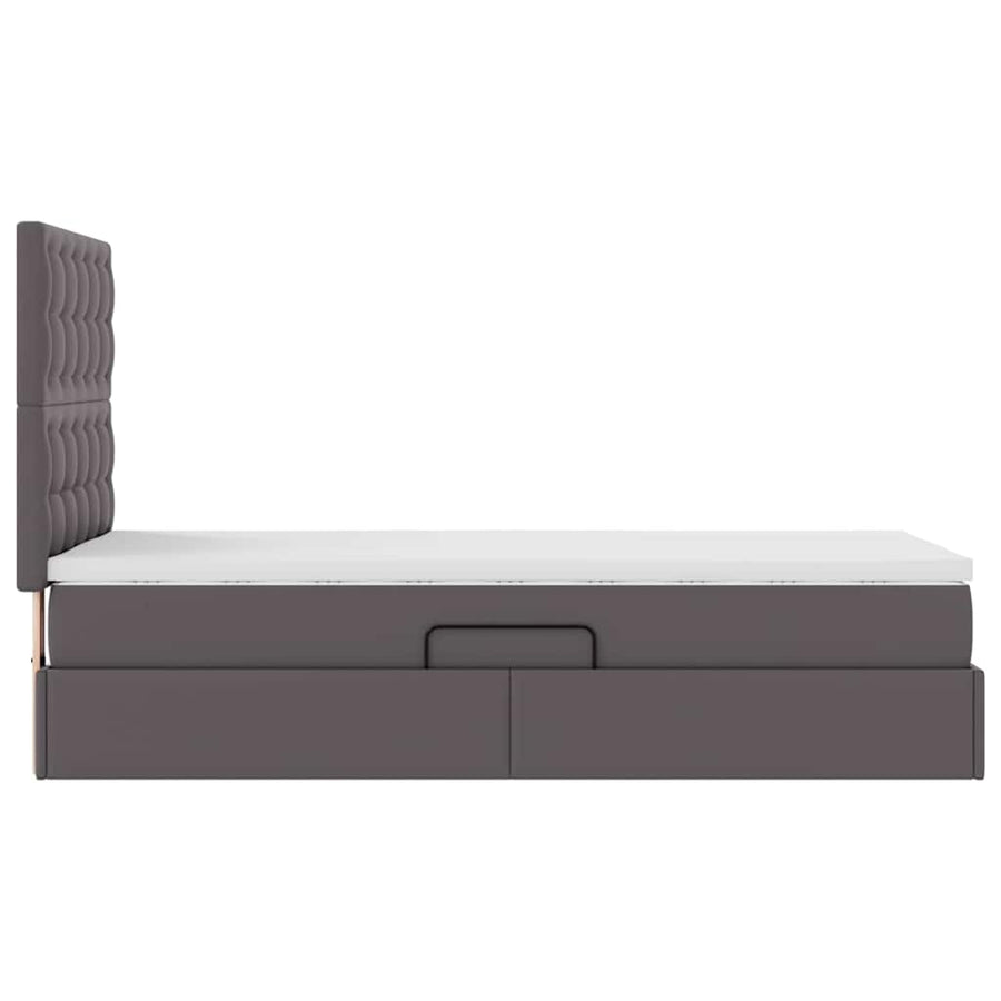 Opslag bed met matras met opslag Grijs 100 x 200 cm Nep Leer