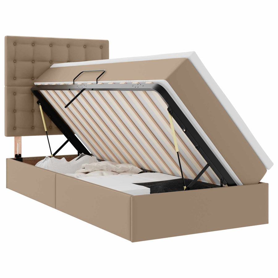 Opslag bed met matras Cappuccino 100 x 200 cm Nep Leer