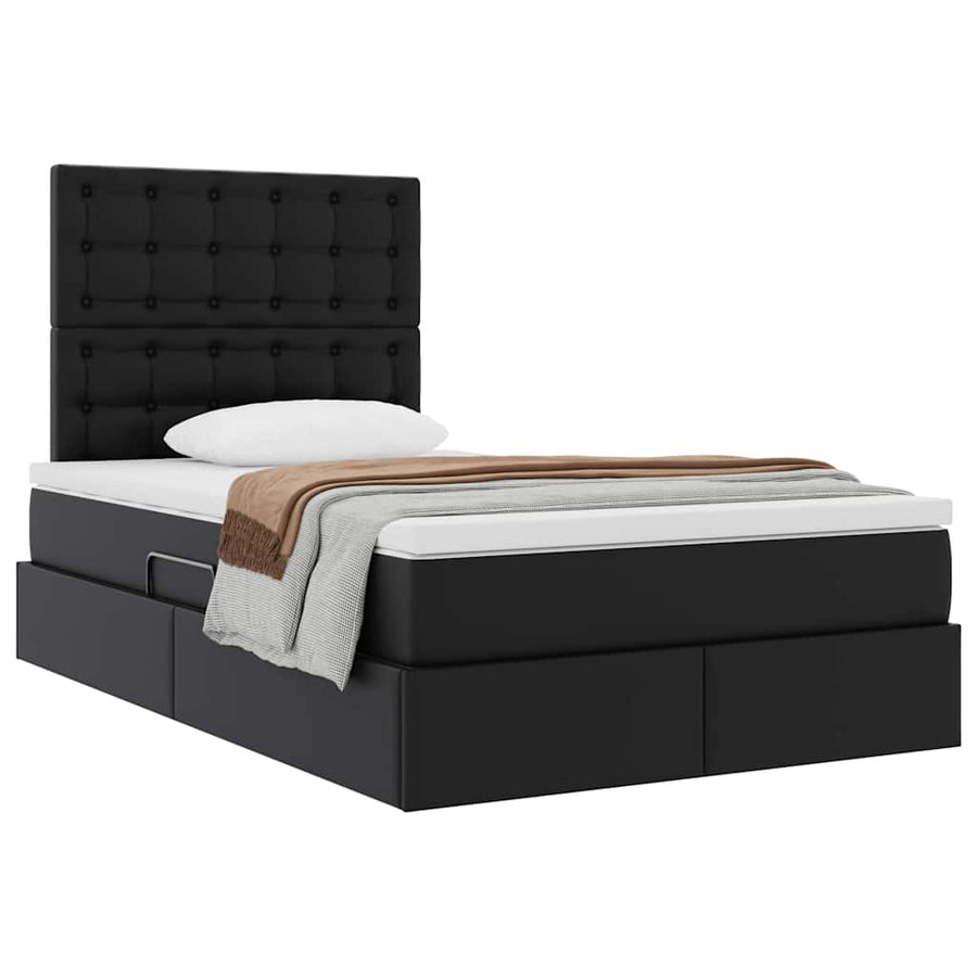 Opslag bed met matras met opslag Zwart 120 x 190 cm Nep Leer