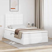 Opbergbed 120x200 cm wit kunstleer met matras
