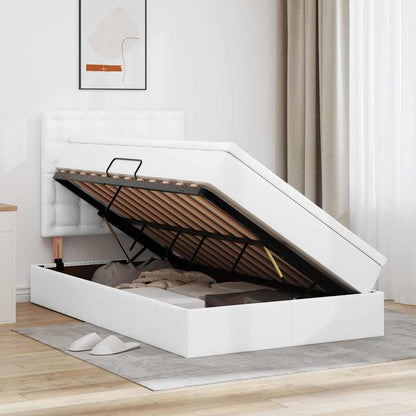 Opslag bed met matras met opslag Puur Wit 120 x 200 cm Nep Leer