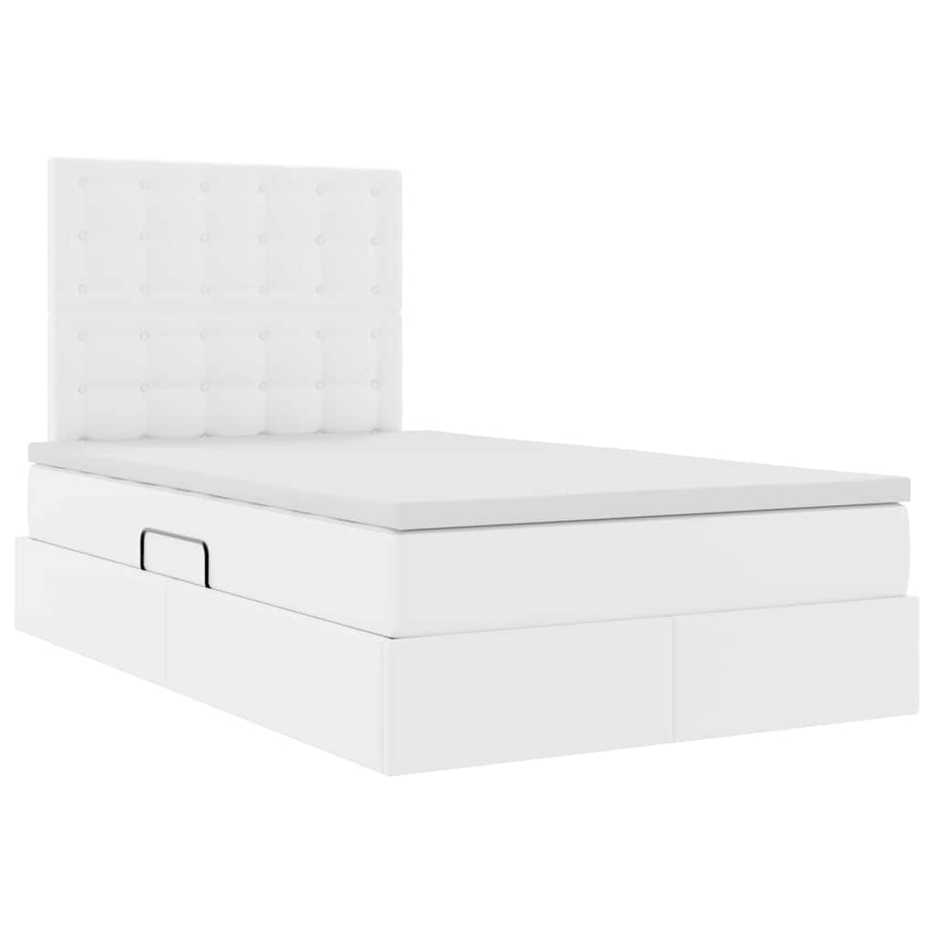 Opslag bed met matras met opslag Puur Wit 120 x 200 cm Nep Leer