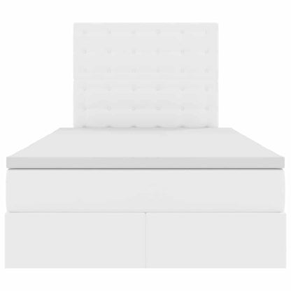 Opslag bed met matras met opslag Puur Wit 120 x 200 cm Nep Leer