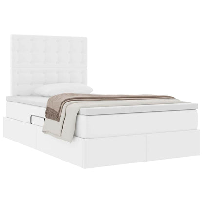 Opslag bed met matras met opslag Puur Wit 120 x 200 cm Nep Leer