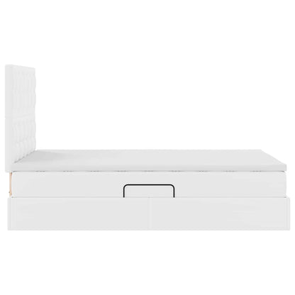 Opslag bed met matras met opslag Puur Wit 120 x 200 cm Nep Leer
