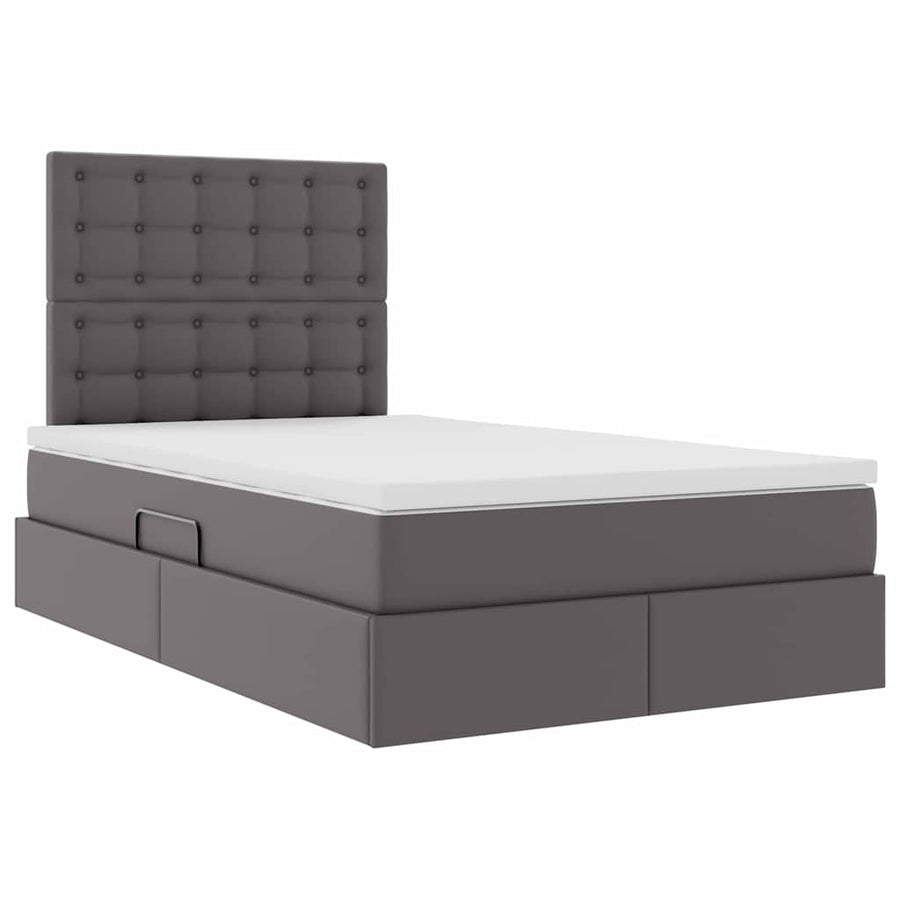 Opslag bed met matras met opslag Grijs 120 x 200 cm Nep Leer