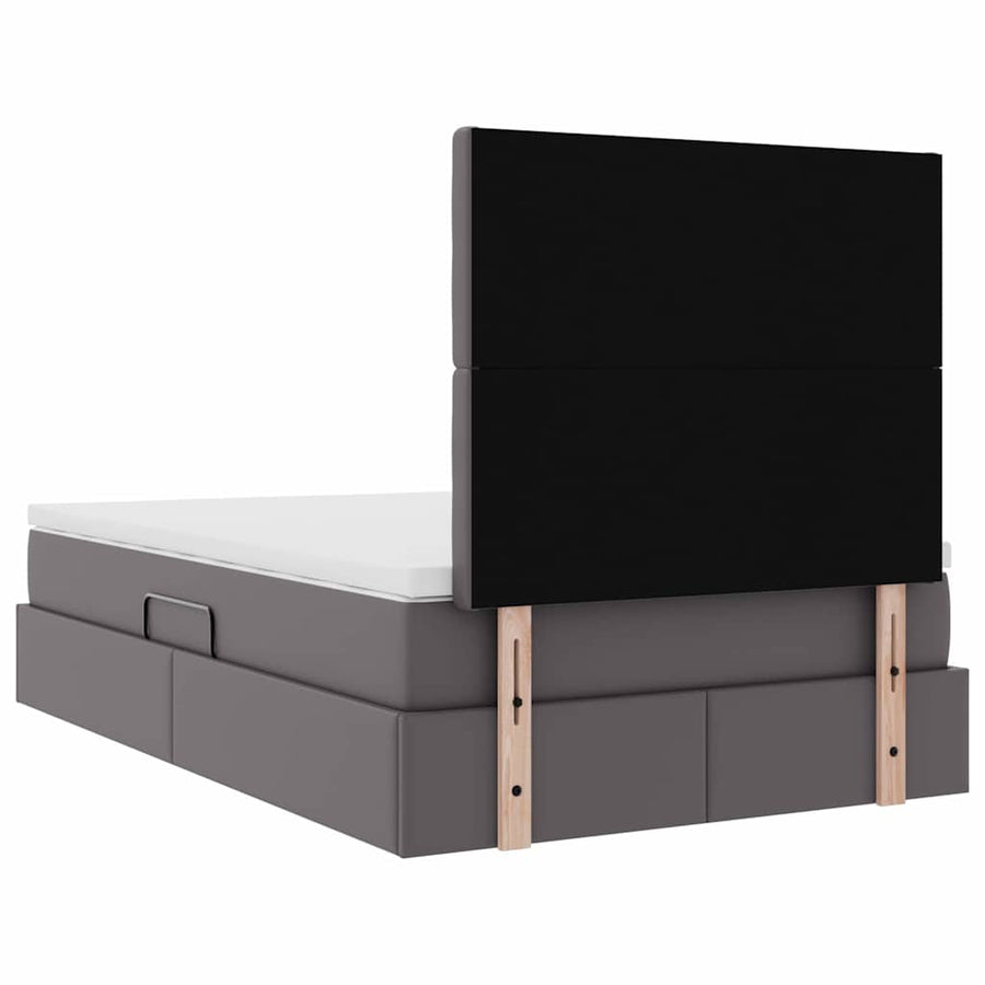 Opslag bed met matras met opslag Grijs 120 x 200 cm Nep Leer