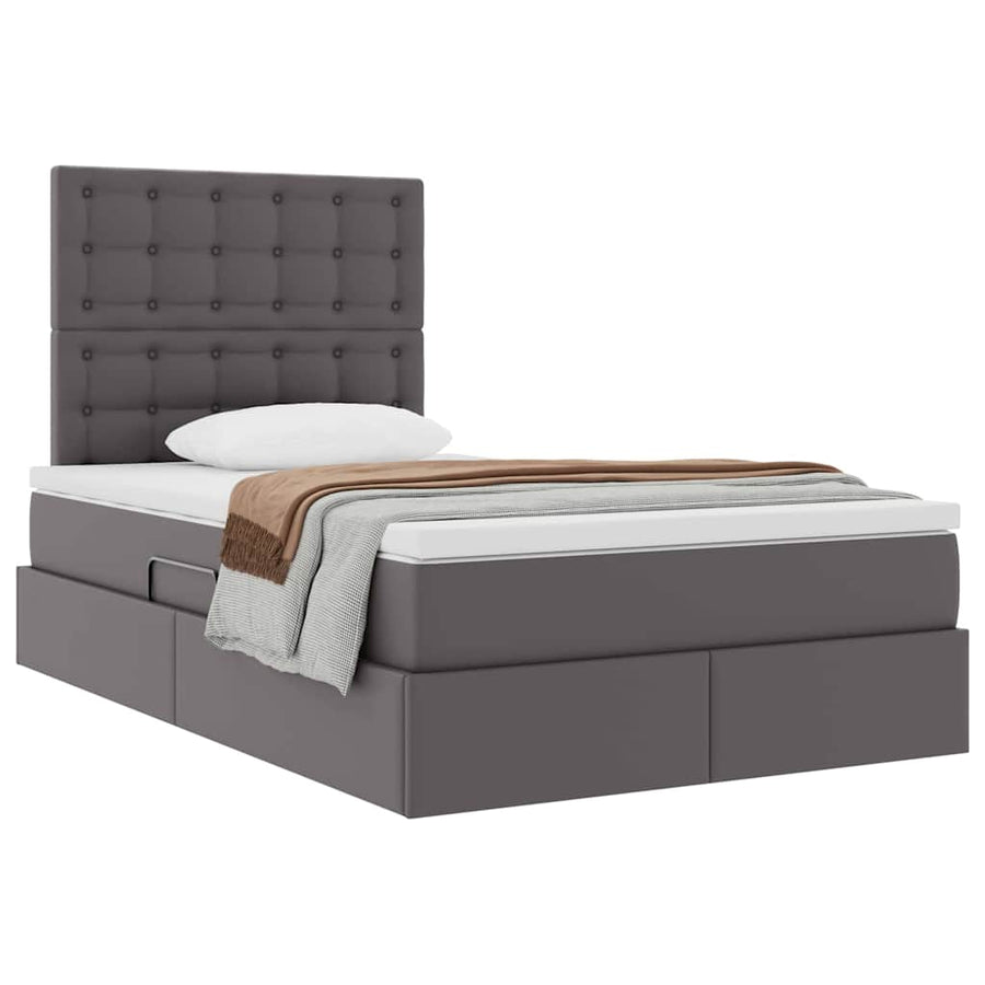Opslag bed met matras met opslag Grijs 120 x 200 cm Nep Leer