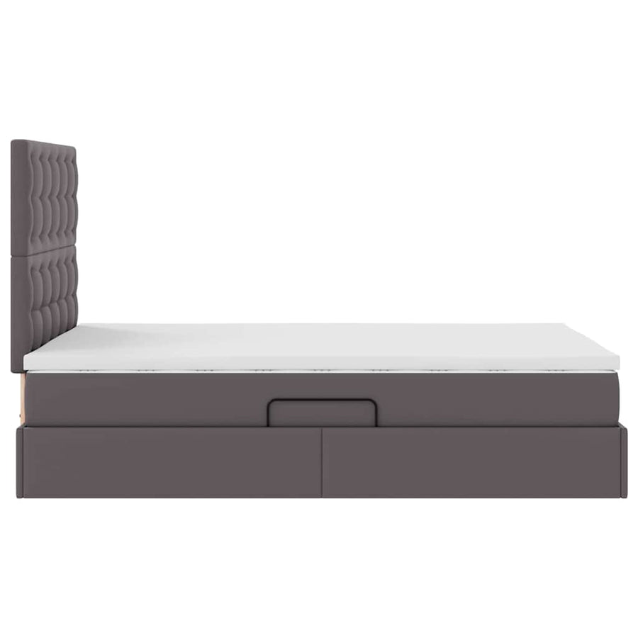 Opslag bed met matras met opslag Grijs 120 x 200 cm Nep Leer