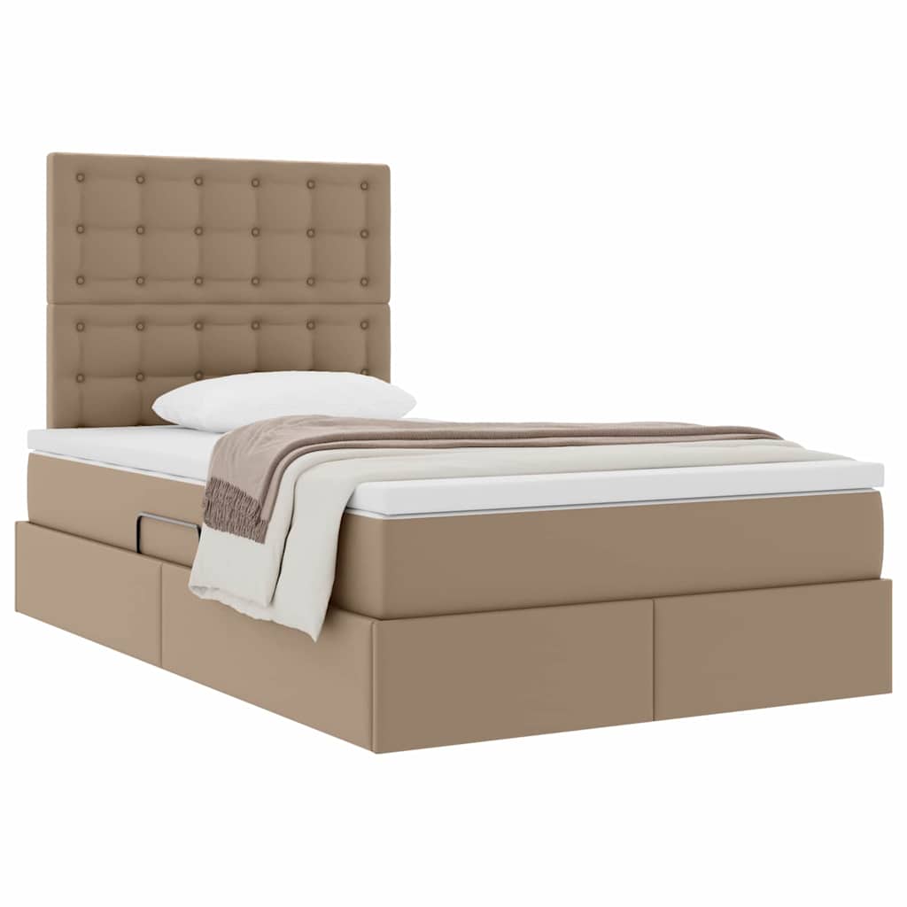 Opslag bed met matras Cappuccino 120 x 200 cm Nep Leer