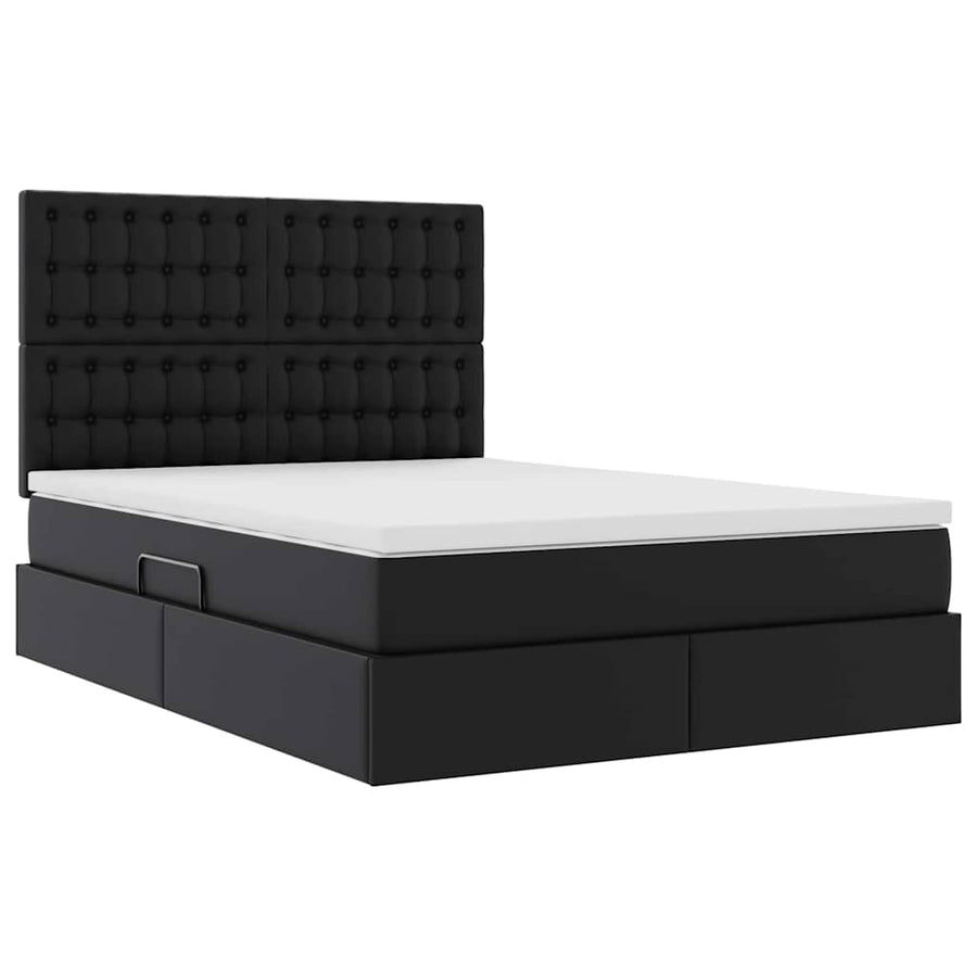 Opslag bed met matras met opslag Zwart 140 x 190 cm Nep Leer