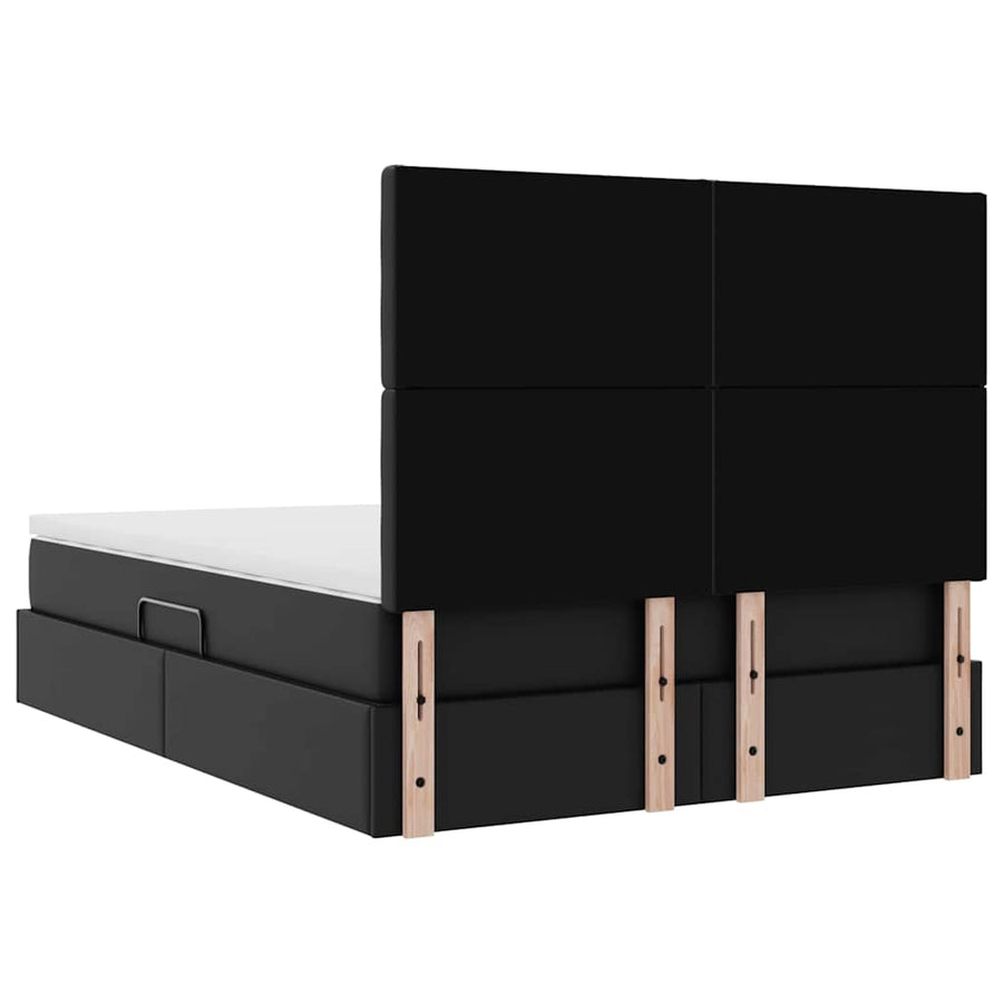 Opslag bed met matras met opslag Zwart 140 x 190 cm Nep Leer