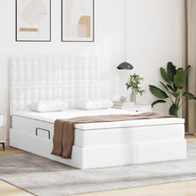 Opslag bed met matras met opslag Puur Wit 140 x 190 cm Nep Leer
