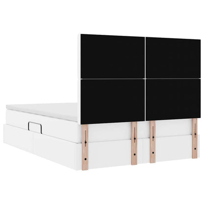 Opslag bed met matras met opslag Puur Wit 140 x 190 cm Nep Leer