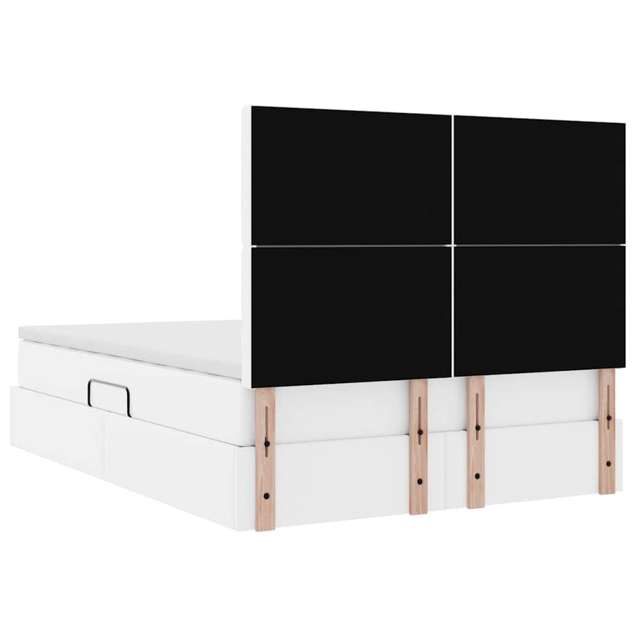 Opslag bed met matras met opslag Puur Wit 140 x 190 cm Nep Leer