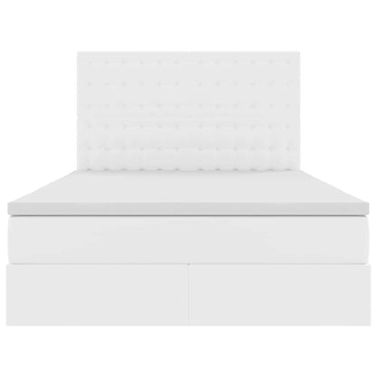 Opslag bed met matras met opslag Puur Wit 140 x 190 cm Nep Leer