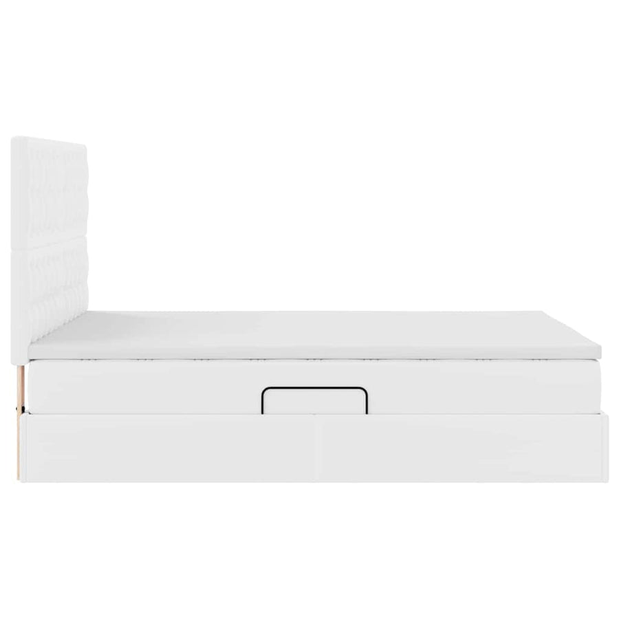 Opslag bed met matras met opslag Puur Wit 140 x 190 cm Nep Leer
